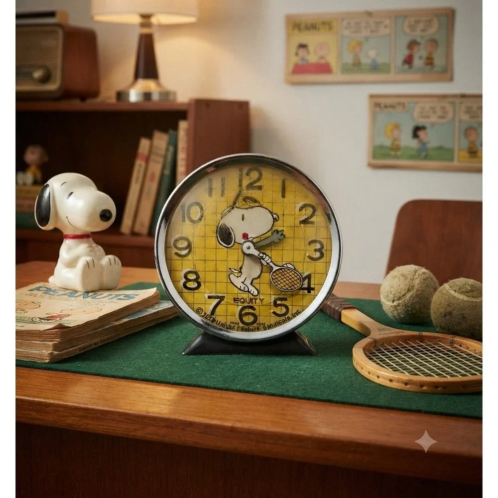Vintage Equity Snoopy Tennis Alarm Clock Peanuts 1958 United Feature Syndicate